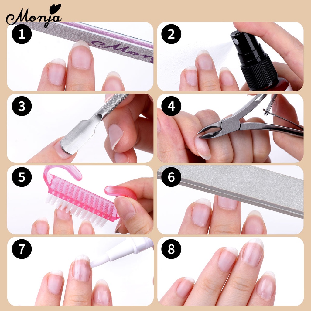Set 8 dụng cụ chăm sóc móng tay móng chân MONJA DIY chuyên nghiệp đầy đủ tiện lợi