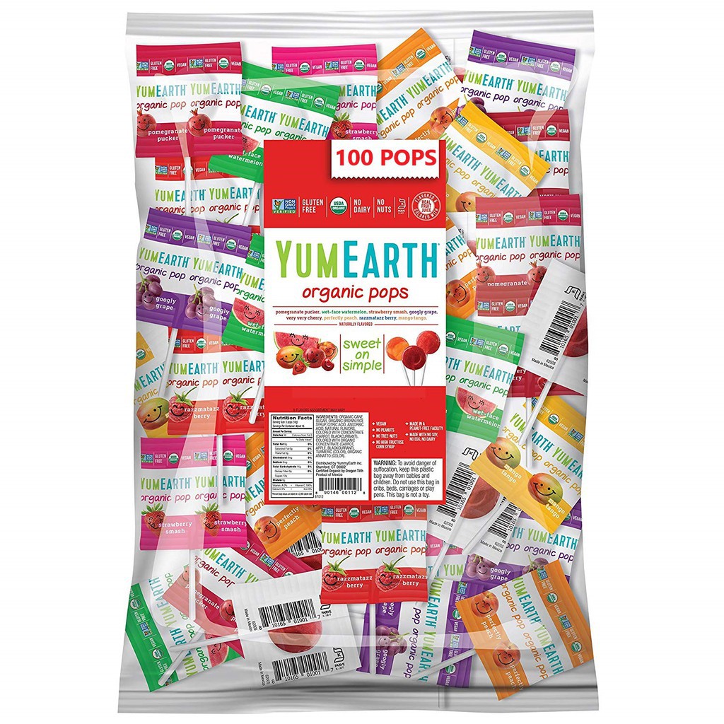 ( Bán sỉ ) Gói 100c Kẹo mút hữu cơ Yum Earth vị Trái cây 6gr