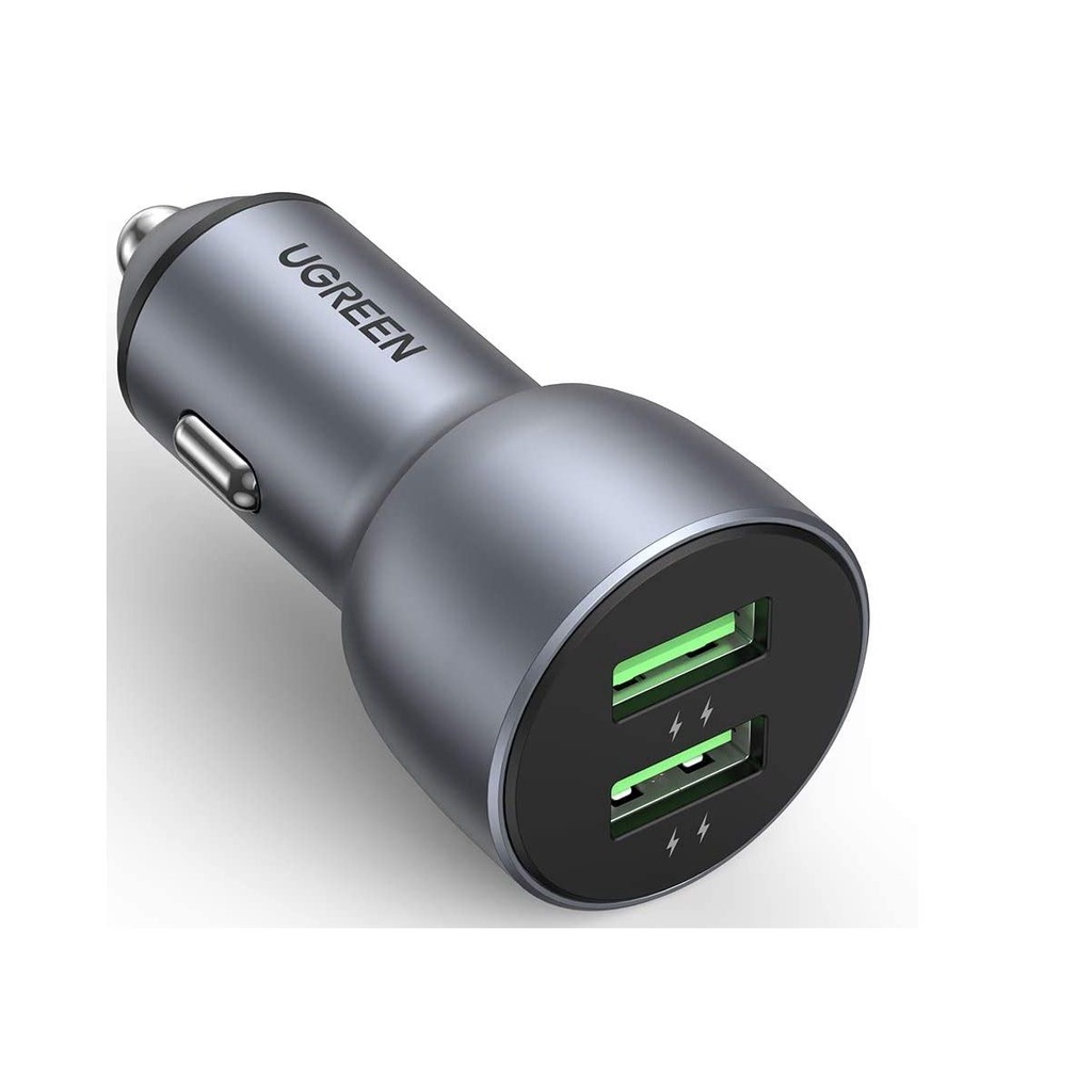 Sạc xe chuẩn quick charge 3.0 CD213 Ugreen 10144 QC3.0 36W 2 cổng màu bạc