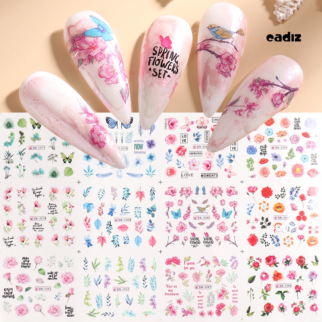 Miếng Dán Trang Trí Móng Tay Họa Tiết Hoa Siêu Mỏng Tiện Dụng Cho Nữ