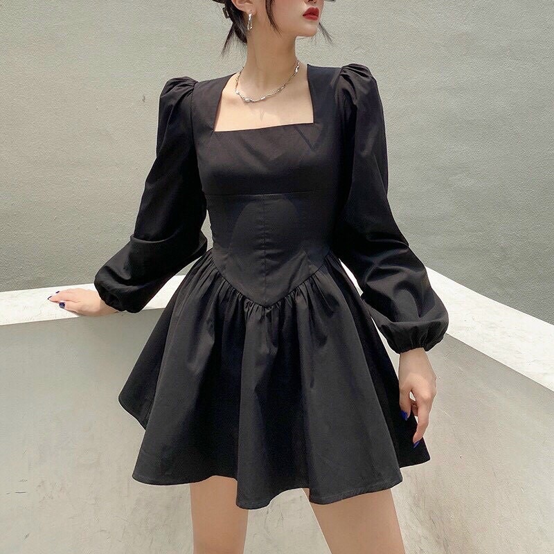 Váy cổ vuông dáng xoè chữ A, đầm tiểu thư cổ vuông mặc dịp Tết siêu xinh, chất vân gỗ PENNY- V113 | BigBuy360 - bigbuy360.vn