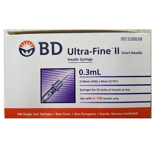 Bơm tiêm kim tiểu đường Isulin BD 0,3cc x 30G - hộp 100 cây