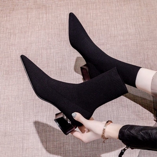 Giày Boots cao gót mũi nhọn thời trang mùa thu cho nữ