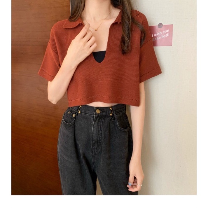 ÁO CROPTOP TAY LỠ XẺ TRƯỚC XINH  X3