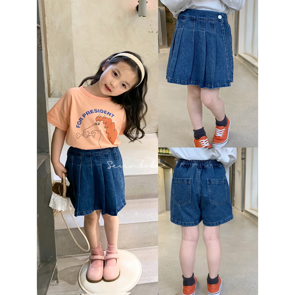 Quần Short Jeans Giả Váy Xinh Xắn Cho Bé Gái