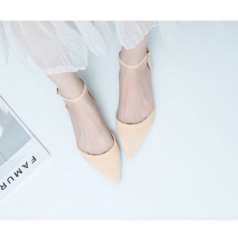 Giày sabo gót thấp mũi nhọn dây hậu quai ngang bản nhỏ - SB22 - Oula Store