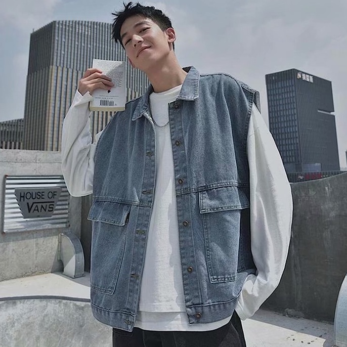Áo Khoác Jeans Không Tay Thời Trang Dành Cho Nam