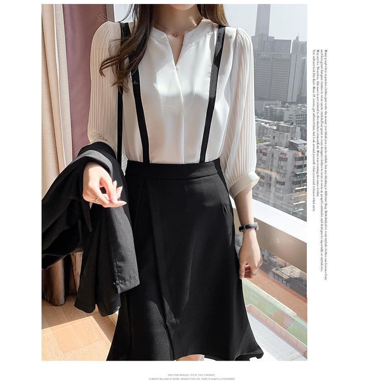 Áo Sơ Mi Chiffon Cổ Chữ V Tay Lửng Thời Trang Mùa Hè Dành Cho Nữ 2022