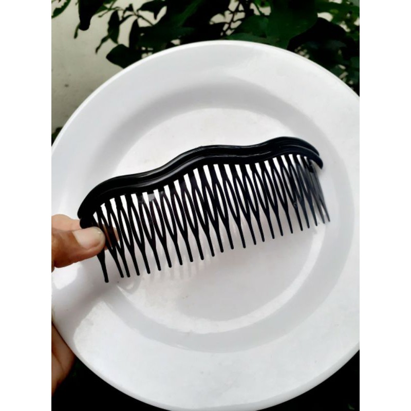 Lược cài gợn sóng trơn đen