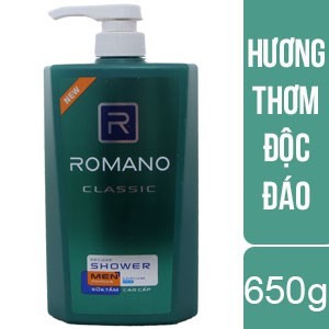 Tắm gội romano 2in1 Hair &amp; Body wash 650g đủ màu