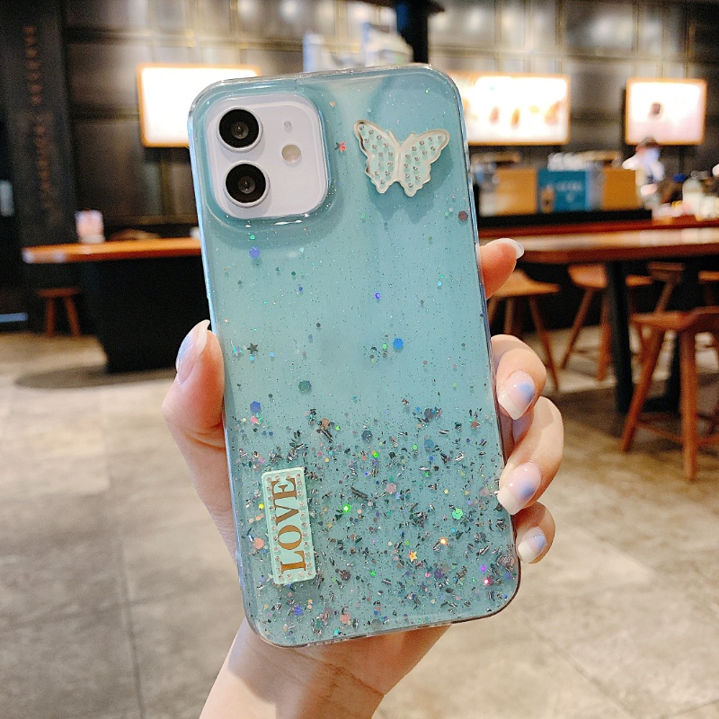 Ốp Điện Thoại Epoxy Kim Tuyến Hình Bướm 3D Cho Iphone 11 11PRO 11PROMAX 6G 6P 7G / 8G 7P / 8P X / XS XR XSMAX