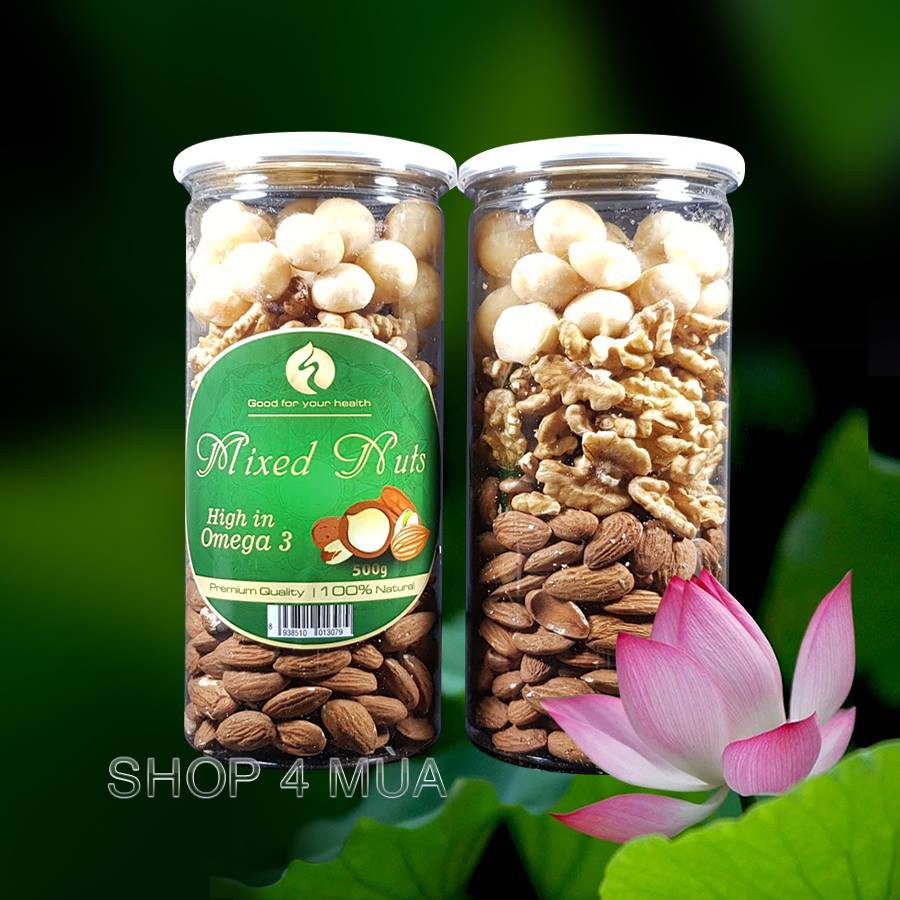 Hộp mix 3 loại hạt tách nhân: macca, óc chó, hạnh nhân- 500gr