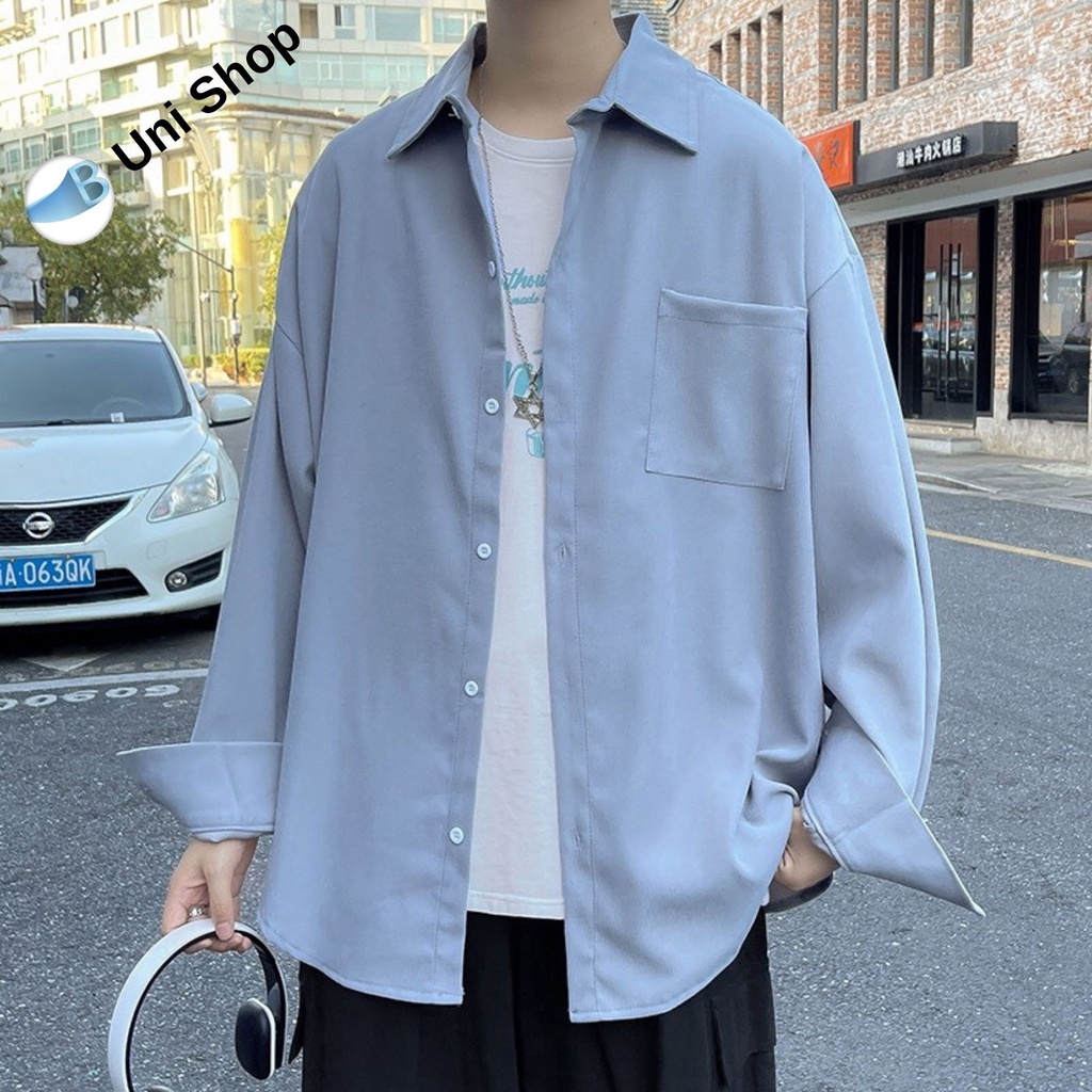 Áo sơ mi nam, dài tay đẹp, cổ bẻ from rộng phong cách Hàn Quốc_ B Uni Shop
