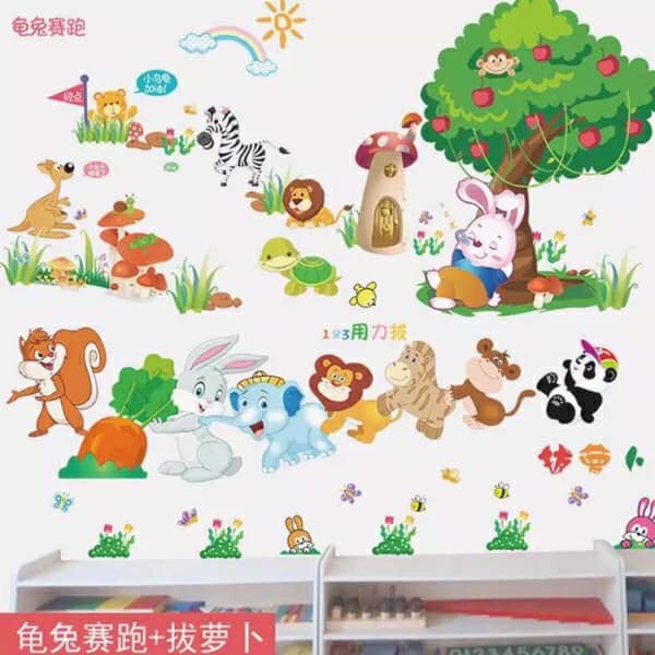 Decal dán tường ⚡RẺ VÔ ĐỊCH⚡ Tranh dán tường cho bé- nhựa PVC Vinly không ẩm mốc- giúp bé học vui vẻ hơn