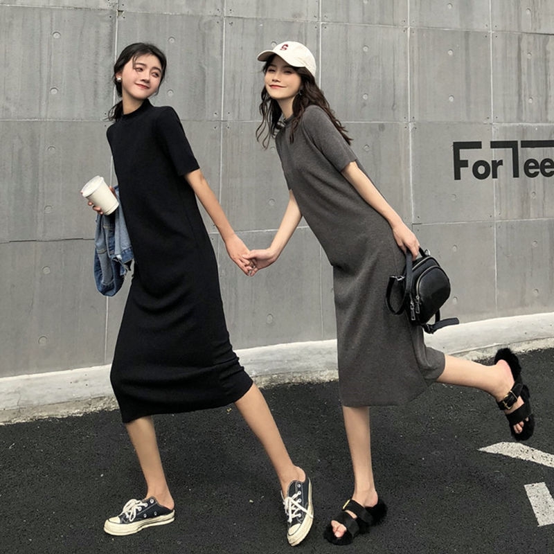 [Mã FAGREEN55 giảm tới 30K đơn 99K] Đầm Thun Dáng Dài Ngắn Tay Thời Trang Dạo Phố Năng Động 123660