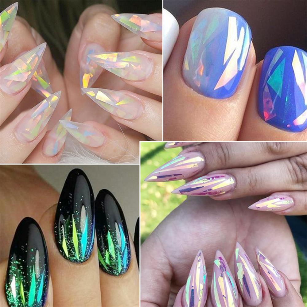 Miếng dán họa tiết kính Aurora ba chiều 3D trang trí móng tay nghệ thuật