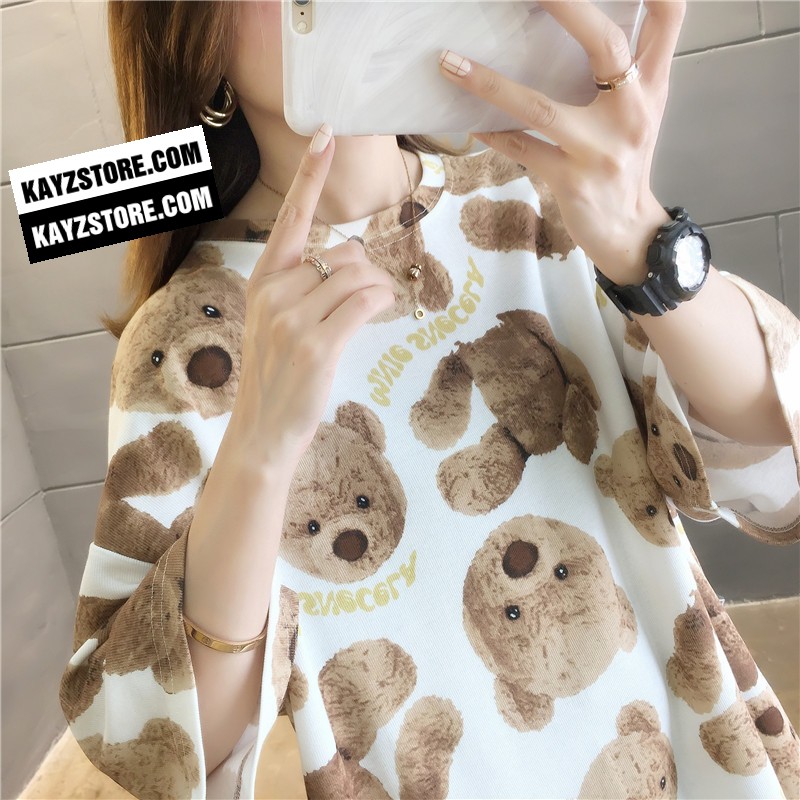 [FREESHIP] Áo Thun Tay Lỡ Form Rộng Unisex Cotton 100 Mềm Mịn Gấu Nâu Màu Trắng | BigBuy360 - bigbuy360.vn