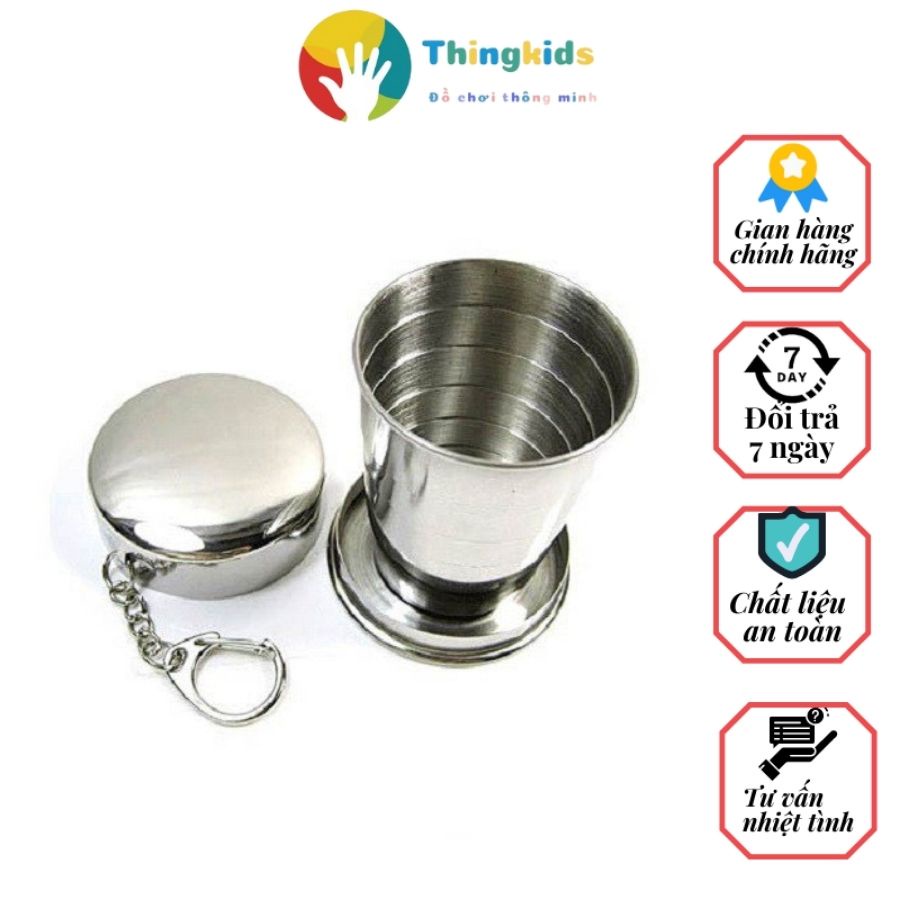 Cốc uống trà inox di động 60ml Cốc gấp gọn du lịch ngoài trời tiện lợi. - Thingkids