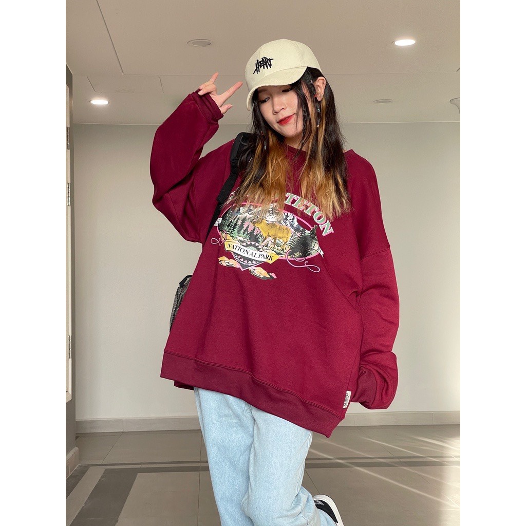 Áo Sweater nỉ bông dài tay GRAND form rộng nam nữ unisex Zozo