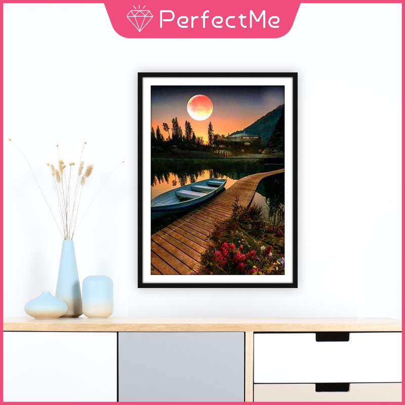 Bộ Tranh Đính Đá 5D Tự Làm 30x40cm Hình Phong Cảnh Hoàng Hôn