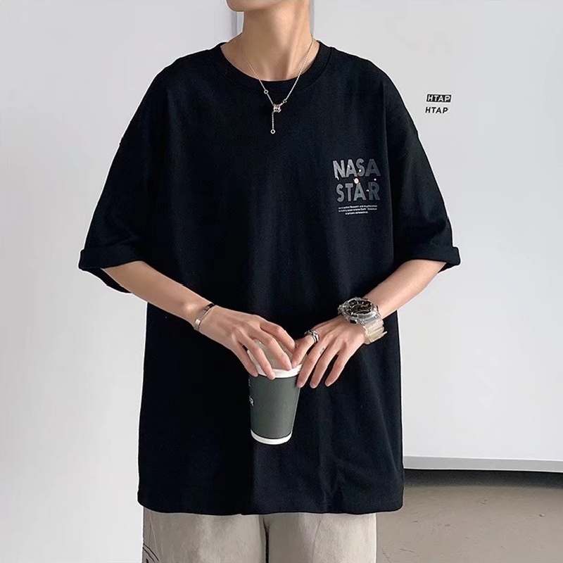 Áo Thun Tay Ngắn Dáng Rộng In Hình Phi Hành Gia Thời Trang Hàn Quốc Phong Cách Hip Hop Đường Phố Cỡ Lớn M-8XL Cho Nam