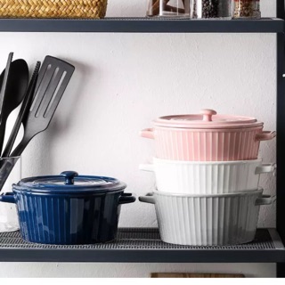 Nồi sứ vân nhiều màu có năp phong cách hàn quốc, decor, trang trí