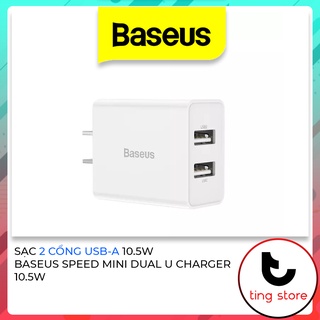 Củ sạc 2 cổng usb 10.5w baseus speed mini dual u charger 10.5w trắng