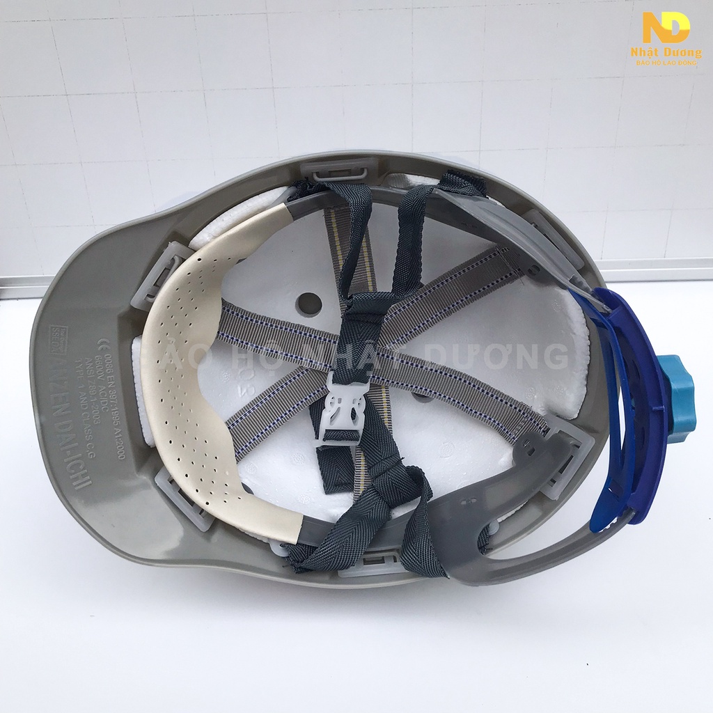 Mũ bảo hộ lao động khóa vặn lót xốp kiểu hàn quốc màu xám HPS4, Nón bảo hộ lao động Nhật Dương