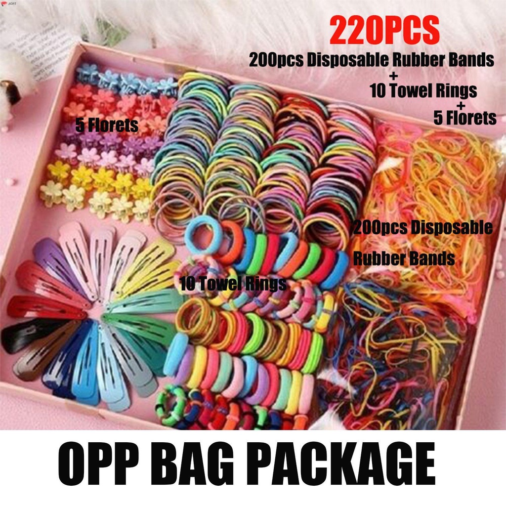 (Hàng Mới Về) Set 220 Dây Buộc Tóc Bb Màu Sắc Ngọt Ngào Xinh Xắn Cho Bé Gái