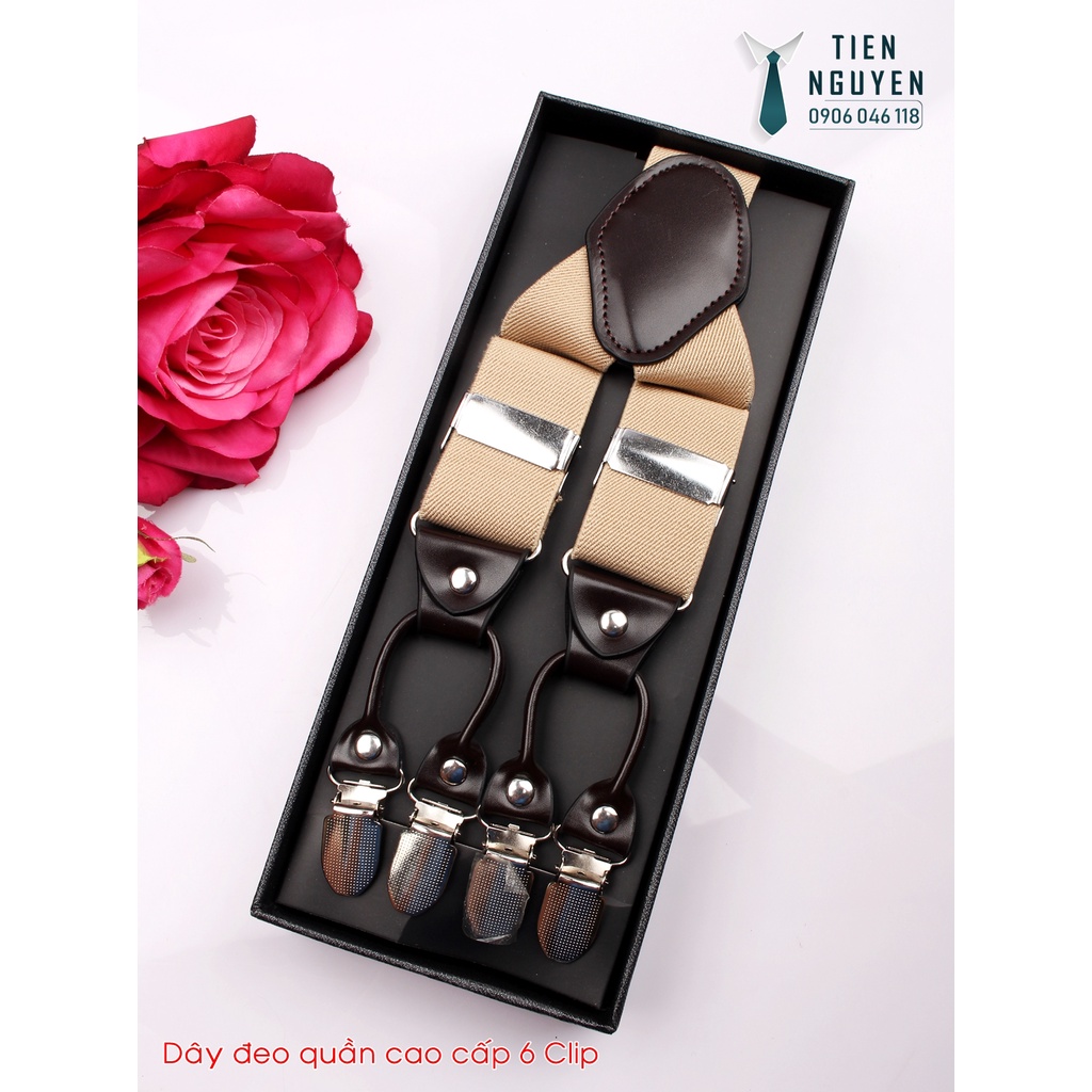 Dây đeo quần nam chữ Y 3.5cm 6 clip khóa kẹp - dây yếm quần nam cao cấp - Tien Nguyen