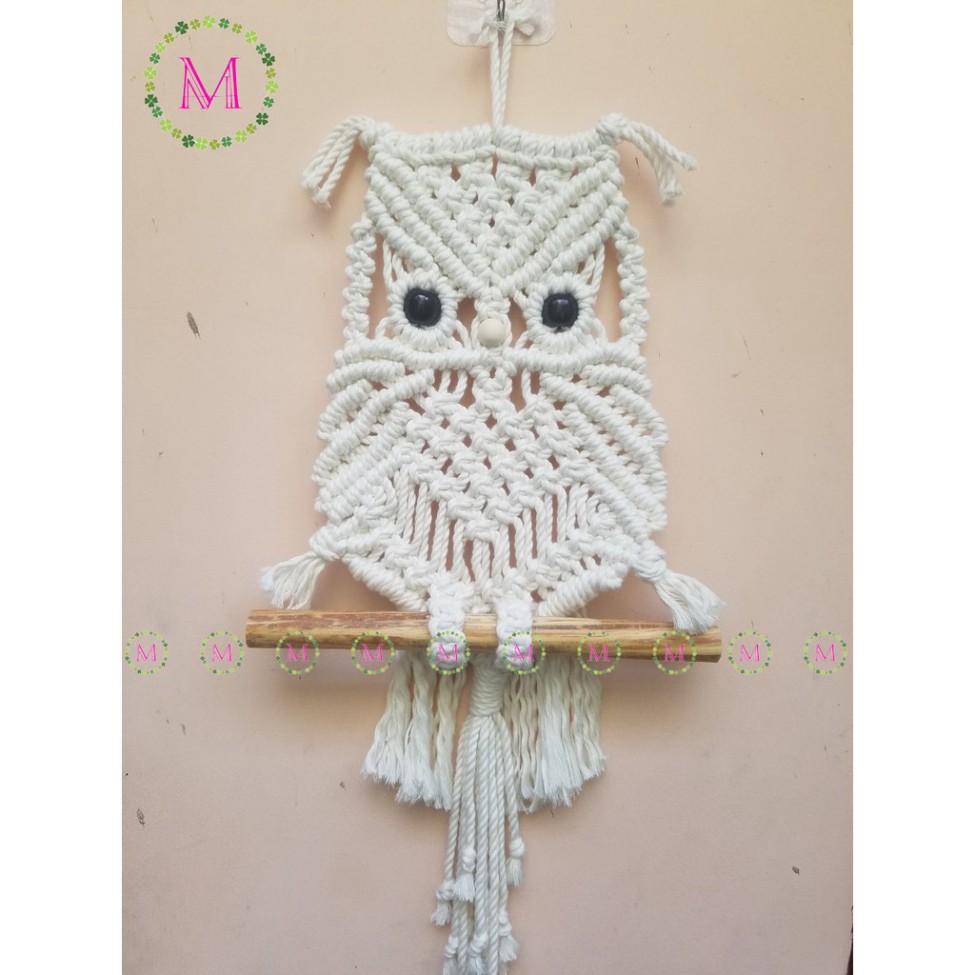 Cú mèo macrame trang trí cực đáng yêu (Mẫu 03)