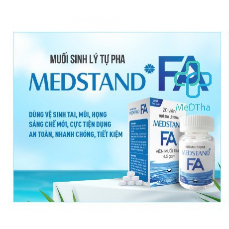 Viên Muối Sinh Lý Tự Pha Medstand FA  - Viên Muối Tinh, Pha Nước Muối Sinh Lý, Súc Họng, Vệ Sinh Miệng  (Hộp 20 viên)