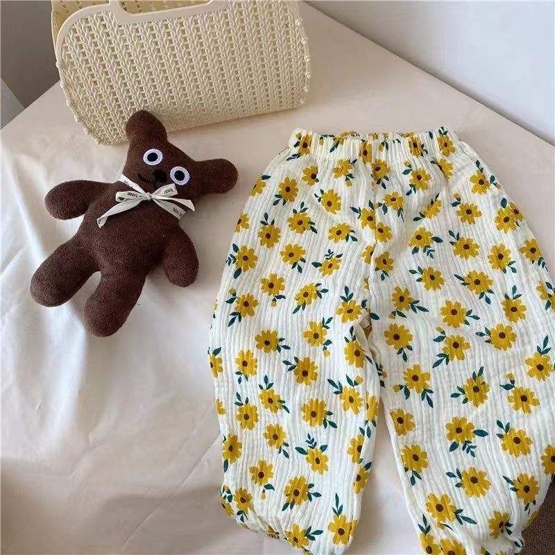 Quần Cotton Hai Lớp Họa Tiết Hoạt Hình Phong Cách Hàn Quốc Cho Bé