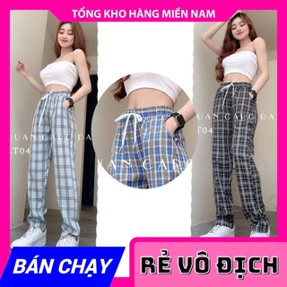 QUẦN BAGGY CARO LƯNG THUN LT04 ⚡ẢNH THẬT⚡ QUẦN CARO DÀI ⚡ BAGGY LƯNG THUN