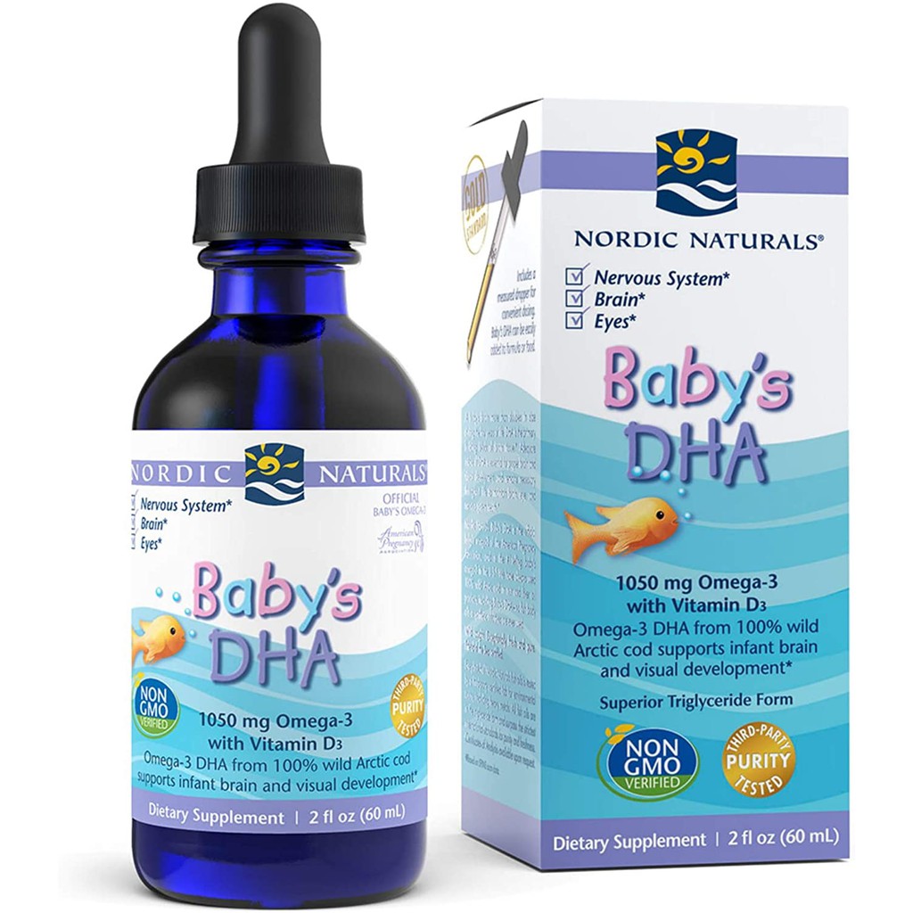 Baby's DHA drops Bổ Sung Omega 3, Vitamin D3, Nordic Naturals Baby DHA drops 60ml, USA