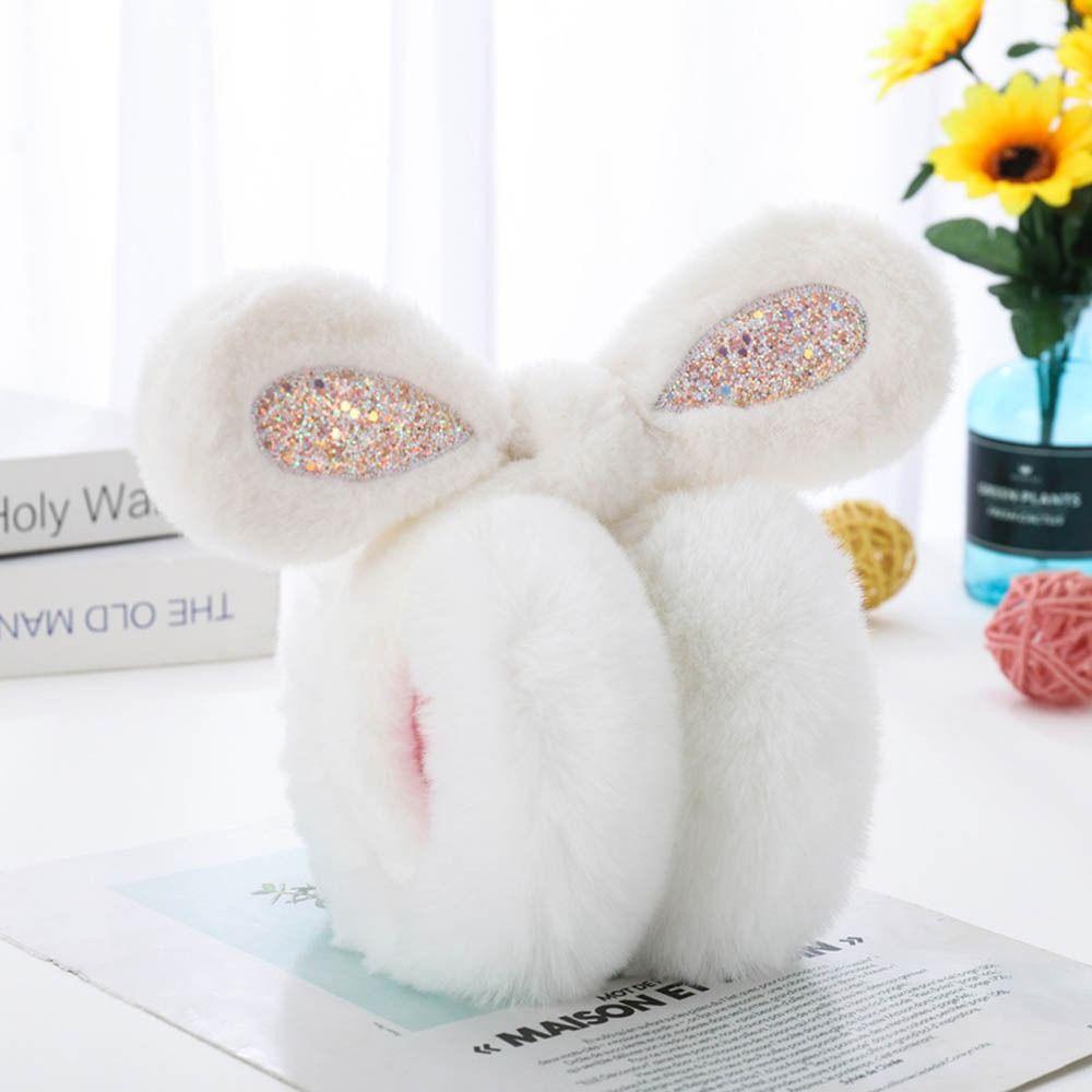Chụp Tai Giữ Ấm Chống Nhăn Hình Tai Thỏ Đính Kim Sa Lấp Lánh Thời Trang Cho Nam Và Nữ