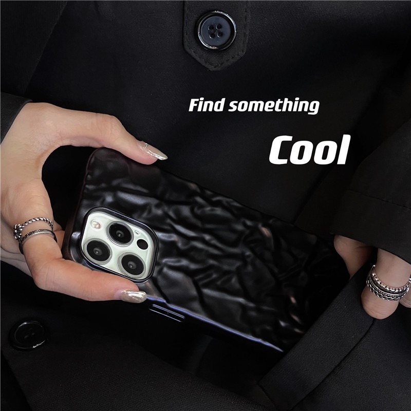 Ốp Điện Thoại Silicon Dẻo Màu Đen In Hình Gấp Nếp Nhăn Cho IPhone 14 13 12 11 Pro Promax X XS XR XSmax 7Plus 8Plus