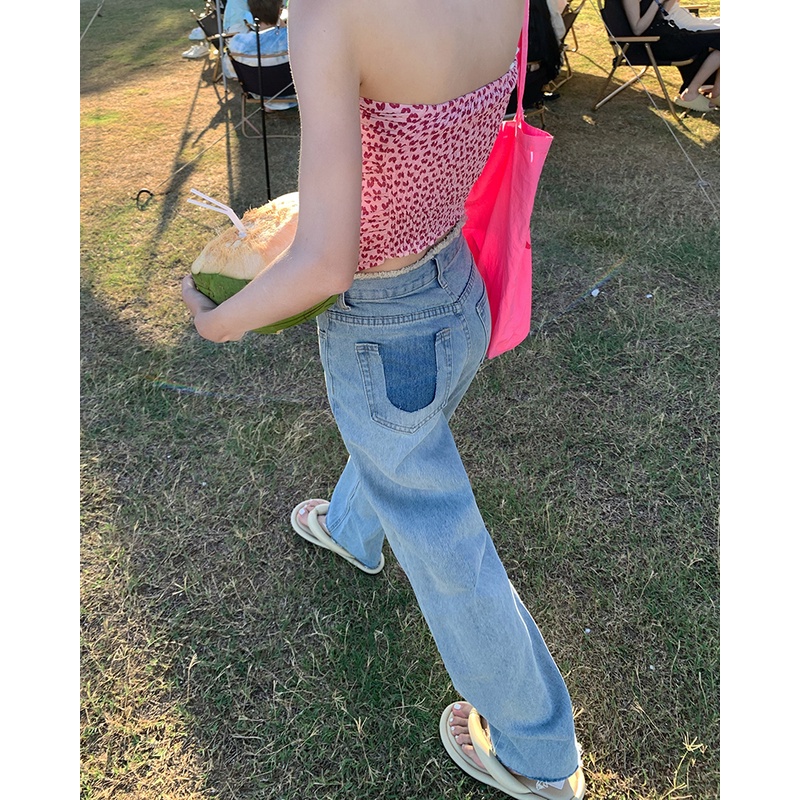 Quần denim ống rộng thiết kế đơn giản cho nữ | BigBuy360 - bigbuy360.vn