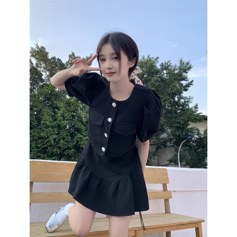 Set váy nữ Hàn Quốc mùa hè sang chảnh croptop đi chơi cute bánh bèo tiểu thư SVN003