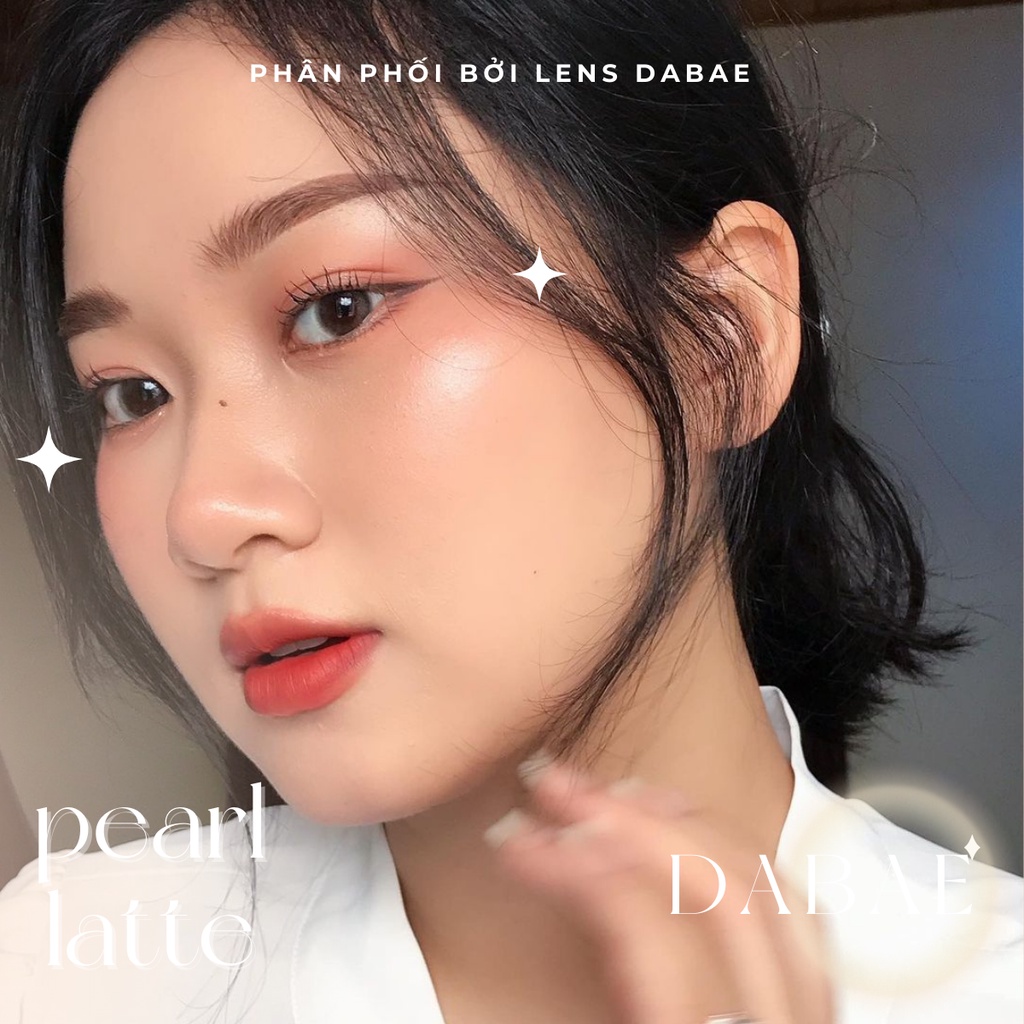 hãng Siesta PEARL LATTE kính áp tròng  Hàn Quốc lens nâu nhũ giãn nhẹ chất liệu PC Hydrogel cao cấp có độ cận