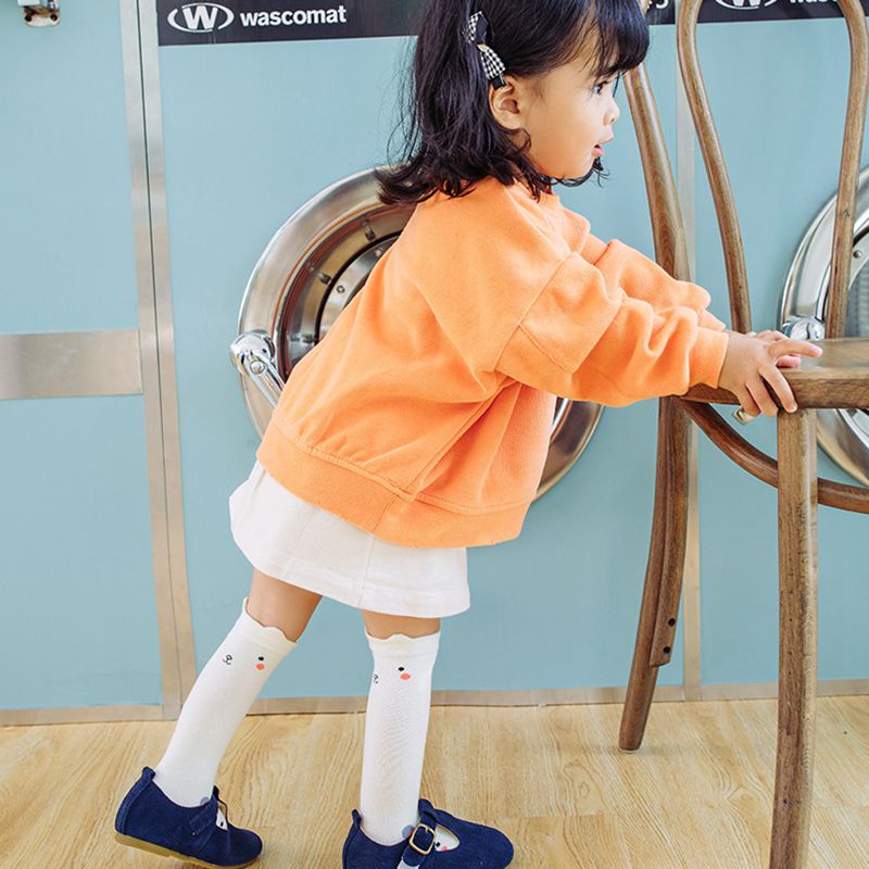 Tất dài cotton mềm mại thoáng khí cao đầu gối chống trượt họa tiết hoạt hình cho bé gái 0-4 tuổi