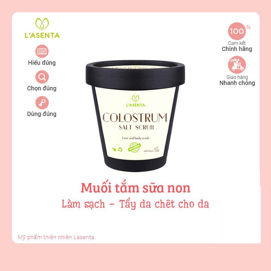 Muối tắm tinh chất sữa non Colostrum Salt Scrub L’asenta 200gr