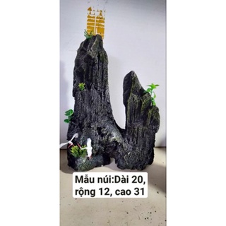 non bộ núi đá bể cá cảnh có thác nước