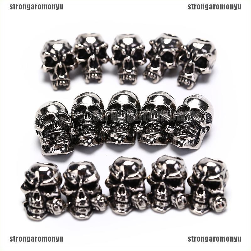 Set 5 Hạt Hình Đầu Lâu Bằng Kim Loại Dùng Làm Vòng Tay Sinh Tồn