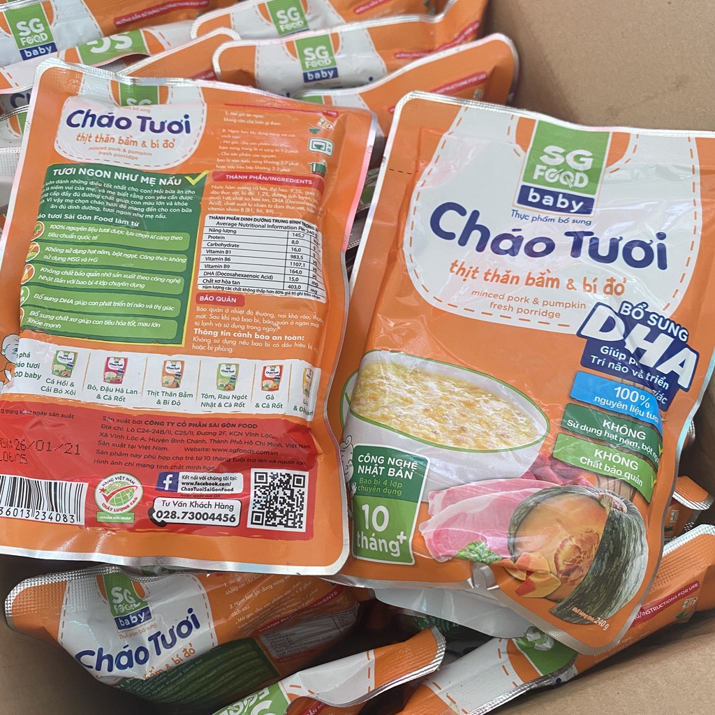 Cháo tươi DHA SG Food gói 240g Dinh Dưỡng cho bé