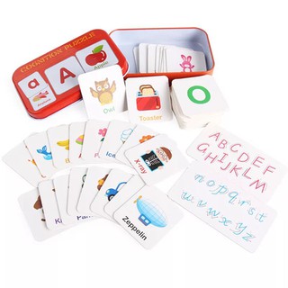Hộp 54 Thẻ Chữ Cái Alphabet In Hoa Và In Thường và Từ Vựng Giúp Bé Học Tốt Tiếng Anh