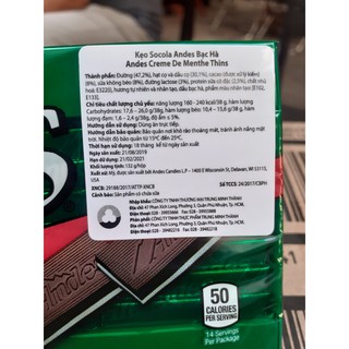 Kẹo Socola Andes Bạc Hà 132g