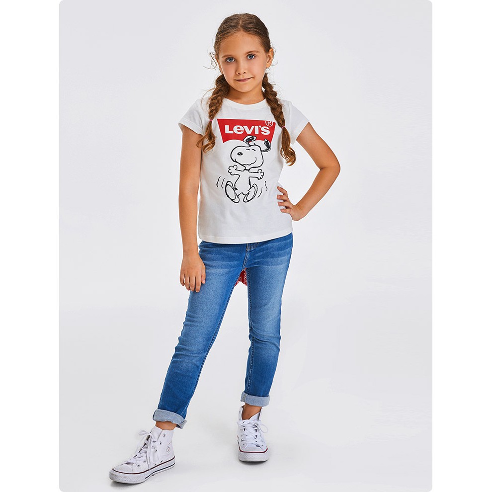 LEVI'S Levi Áo Thun In Hình Snoopy Thời Trang Mùa Hè Dành Cho Mẹ Và Bé