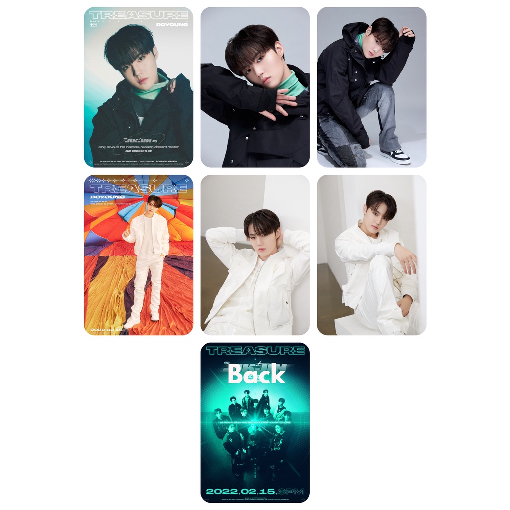 Set 6 card giấy bo góc in 2 mặt ảnh nhóm TREASURE - Jikjin tự chọn 12 thành viên