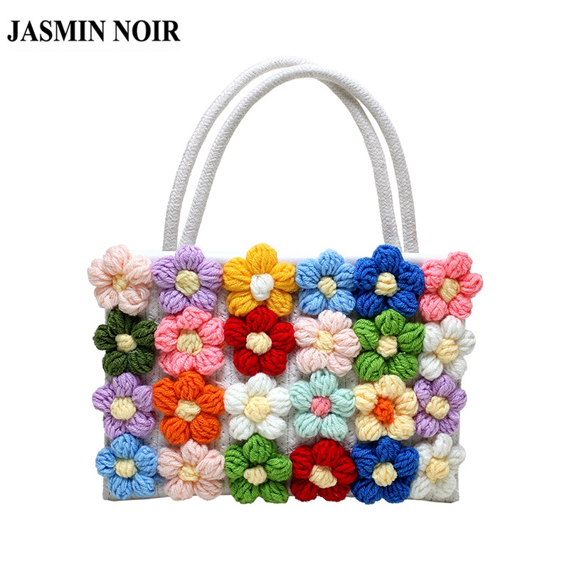 Túi Xách JASMIN NOIR Nữ Vải Cotton Đính Hoa Xinh Xắn